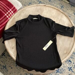 Cyrus black mock neck blouse